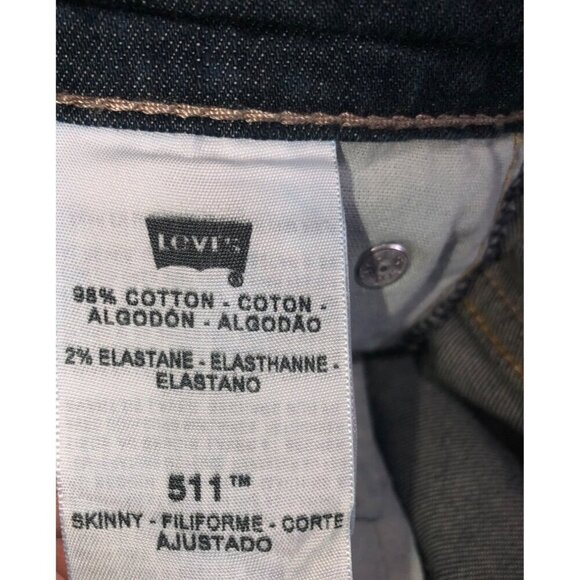 Levis 511 Mens Jeans W32 L30 Slim Fit Dark Wash Blue Contrast Stitching Stretch - Picture 3 of 10
